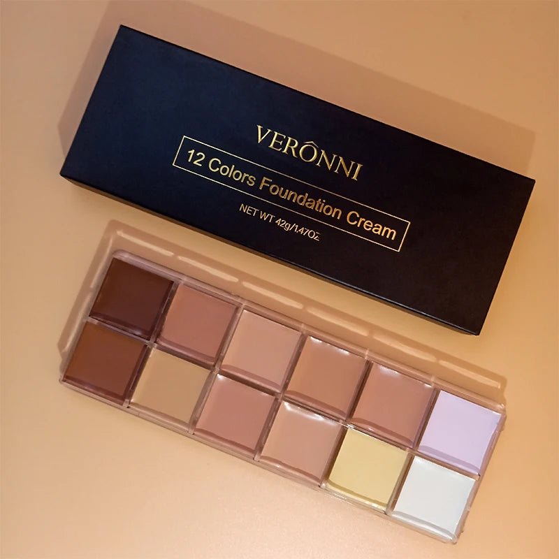 12 Color Concealer Palette Nude Contour Cream Acne Spot Dark Circles Cover Face Foundation Brighten Pigment Cosmetic Makeup Tool