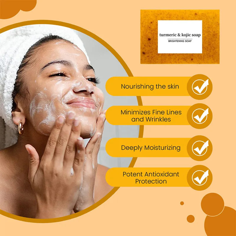 100g Kojic Acid Dark Spot Remove Soap For Cleaning The Face Oil Control Even Tone Skin Products Natural Turmeric Soap Bar New