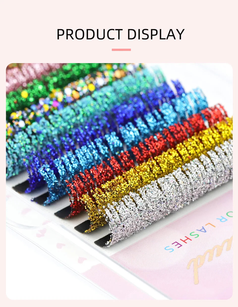 Aguud Mix Colors Glitter Fashion Shiny Colorful False Eyelash Extension Individual Faux Makeup Eye Lashes Party Makeup Supplies