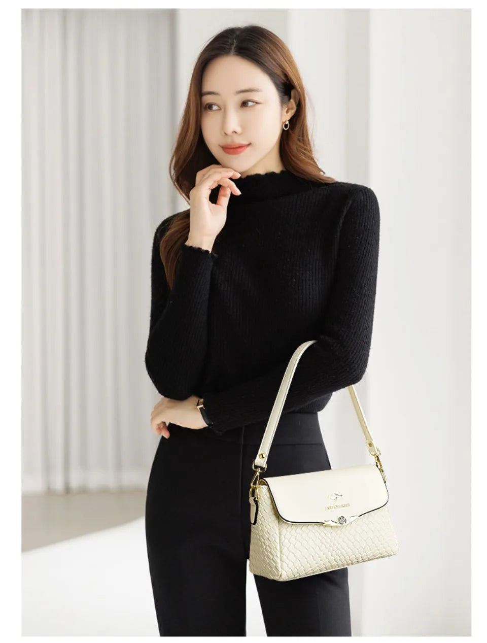 Luxury Handbag Women Bags Designer Pu Leather Knitting Shoulder Messenger Crossbody Bags for Women Mother Bolsa Ladies Hand Bag