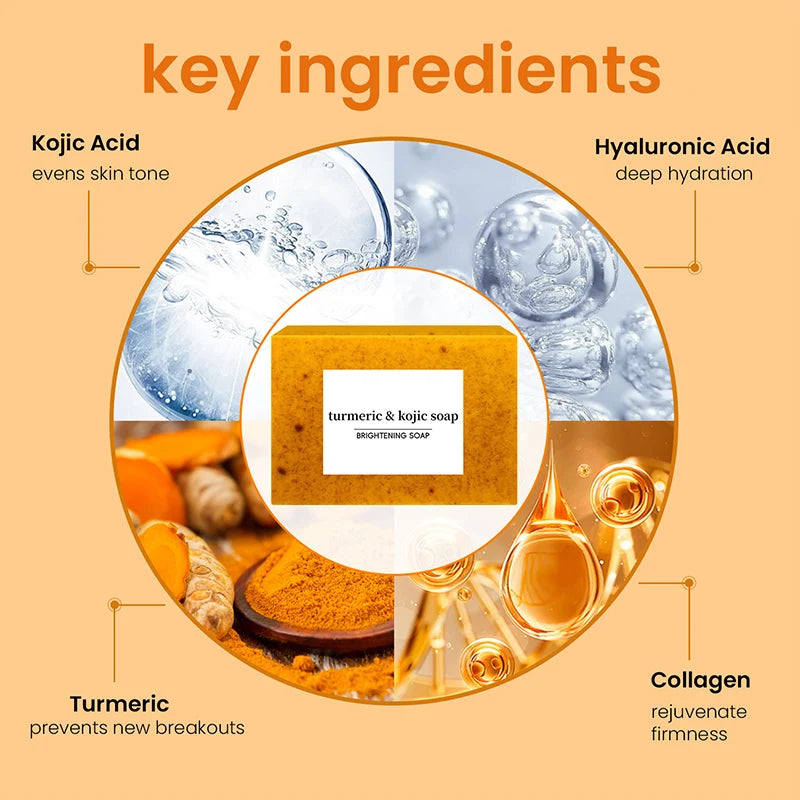100g Kojic Acid Dark Spot Remove Soap For Cleaning The Face Oil Control Even Tone Skin Products Natural Turmeric Soap Bar New
