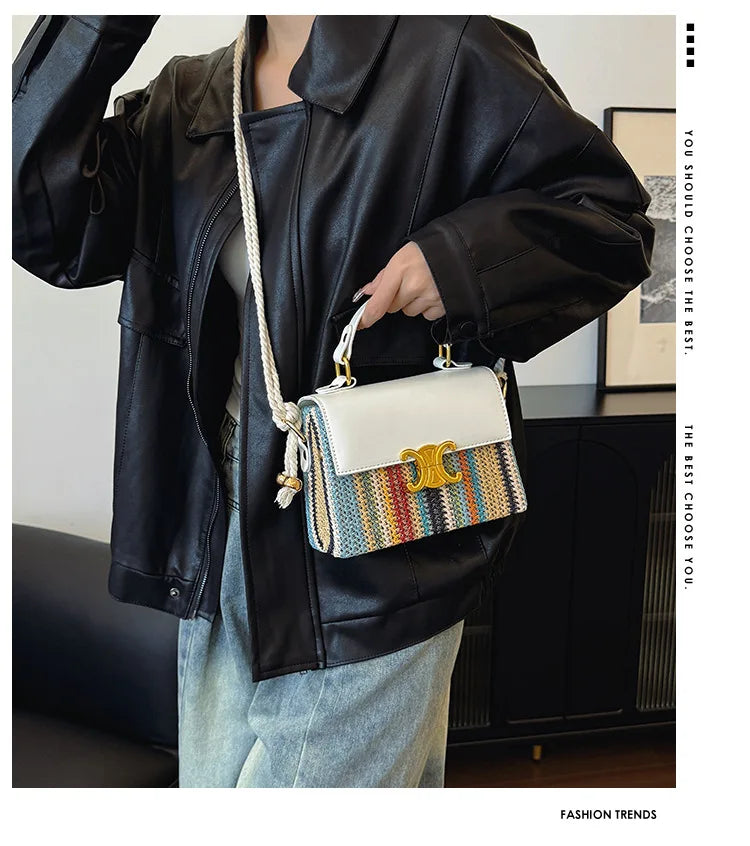 2025 High End Fashion Super Hot Niche Contrasting Color Bag Versatile Shoulder Messenger Bag with Great Texture and Portability