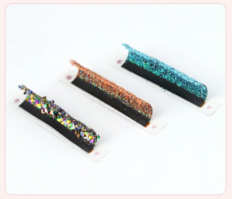 Aguud Mix Colors Glitter Fashion Shiny Colorful False Eyelash Extension Individual Faux Makeup Eye Lashes Party Makeup Supplies