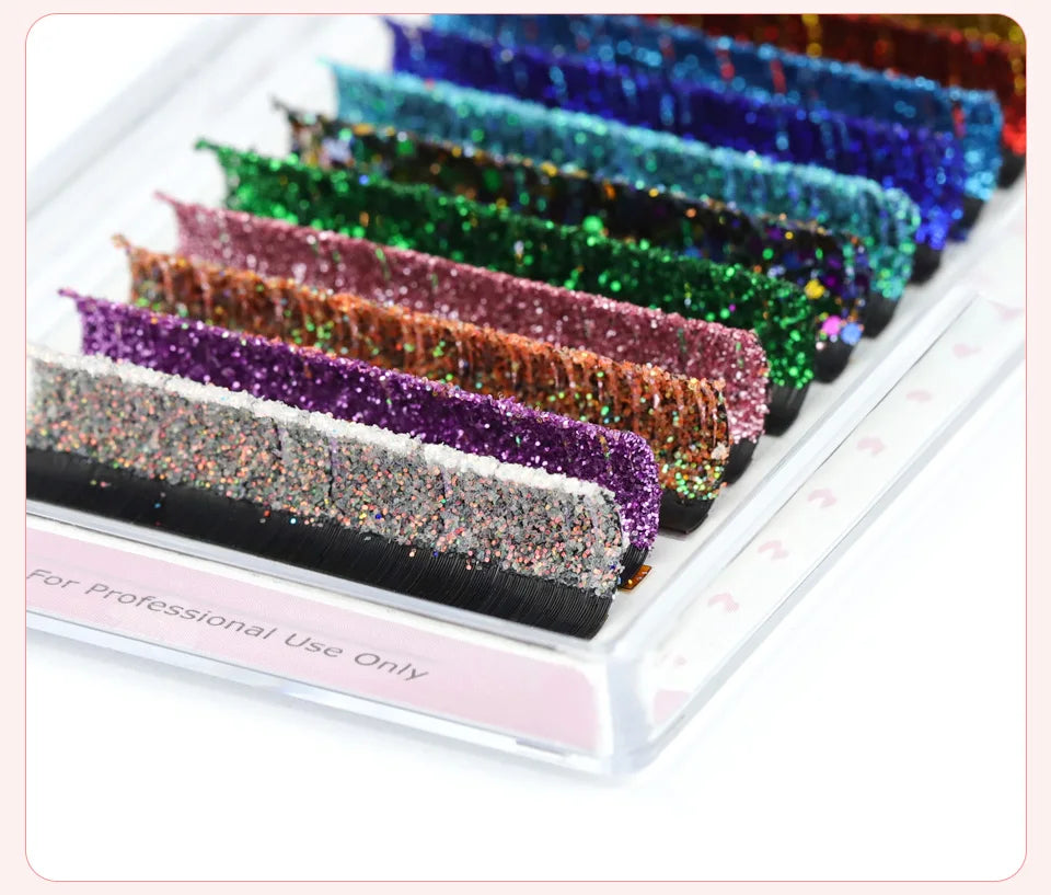 Aguud Mix Colors Glitter Fashion Shiny Colorful False Eyelash Extension Individual Faux Makeup Eye Lashes Party Makeup Supplies
