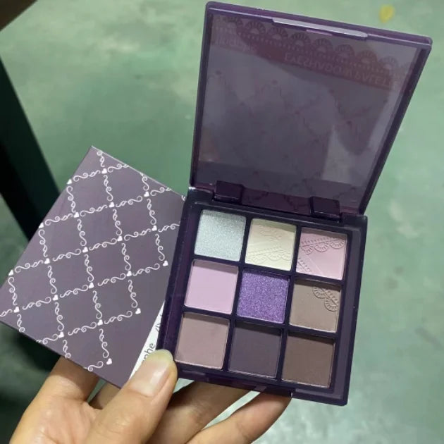 Smoke Purple Lace Eye Shadow Palette Matte Glitter 9-Color Eyeshadow Long Lasting Shimmer Shiny Eyes Make Up Palette Cosmetics
