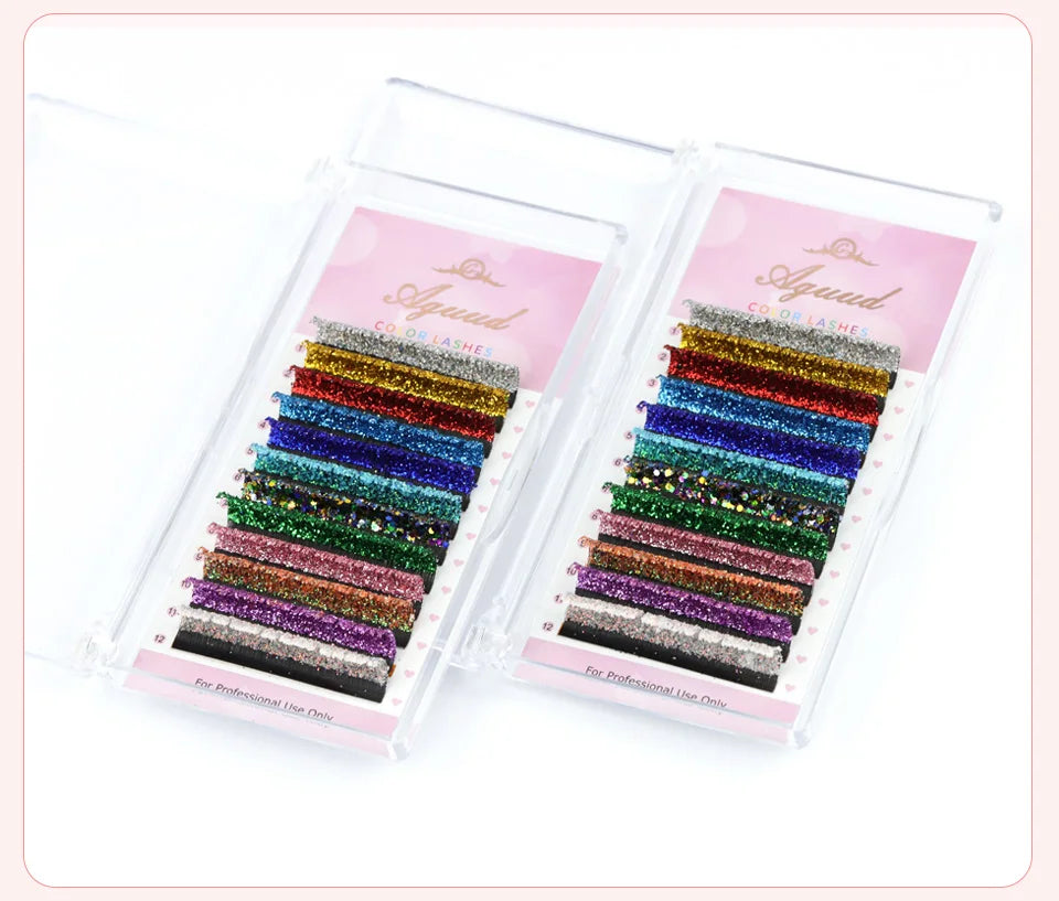 Aguud Mix Colors Glitter Fashion Shiny Colorful False Eyelash Extension Individual Faux Makeup Eye Lashes Party Makeup Supplies