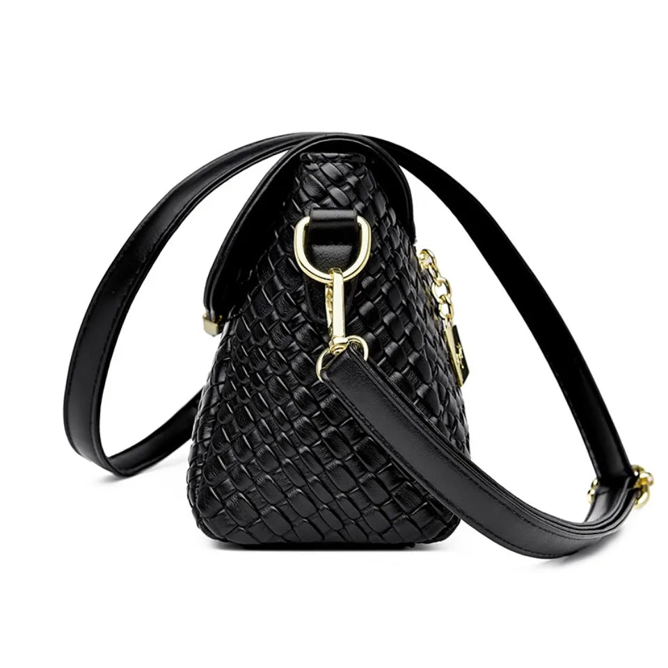 Luxury Handbag Women Bags Designer Pu Leather Knitting Shoulder Messenger Crossbody Bags for Women Mother Bolsa Ladies Hand Bag