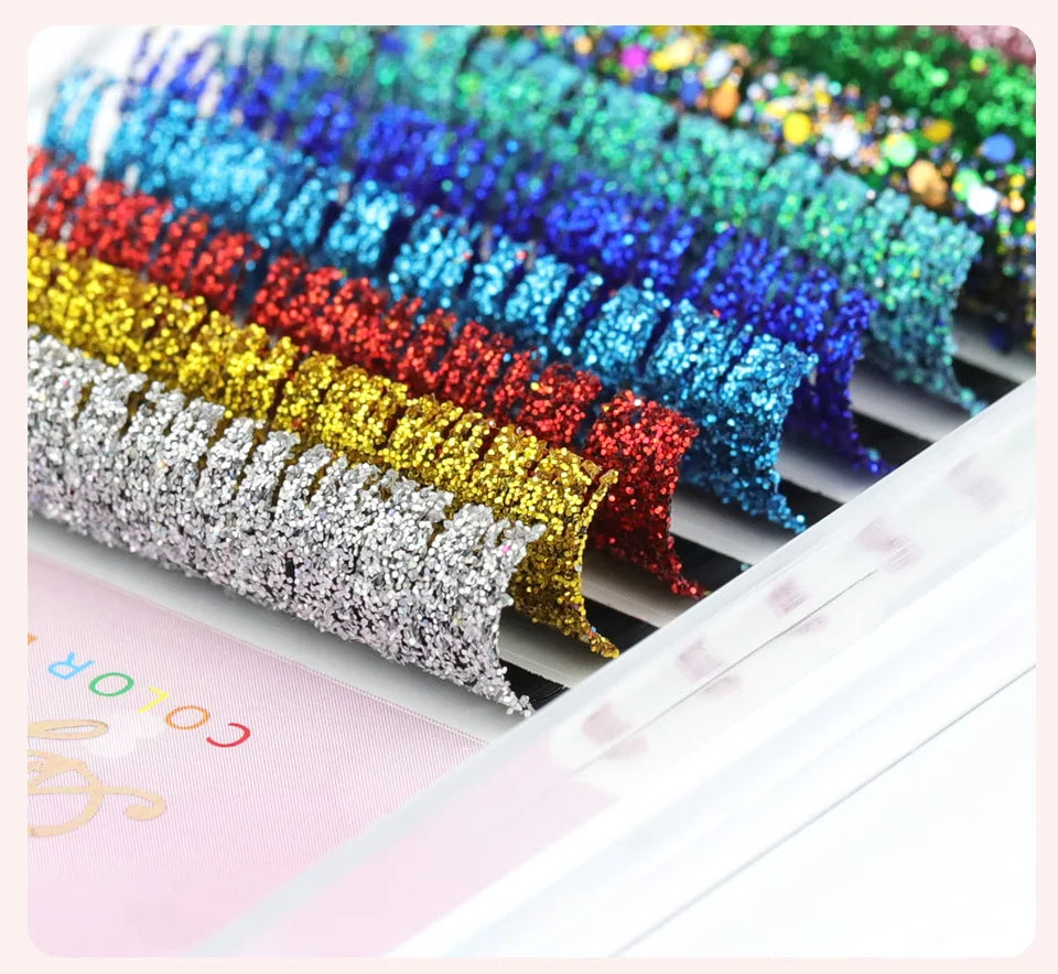 Aguud Mix Colors Glitter Fashion Shiny Colorful False Eyelash Extension Individual Faux Makeup Eye Lashes Party Makeup Supplies