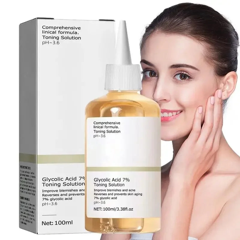 100ml Glycolic Acid 7% Toning Solution Lift Firm Wrinkles Dispel Acne Lighten Pore Glow Facial Skin Care Gift Acid Toner Makeup