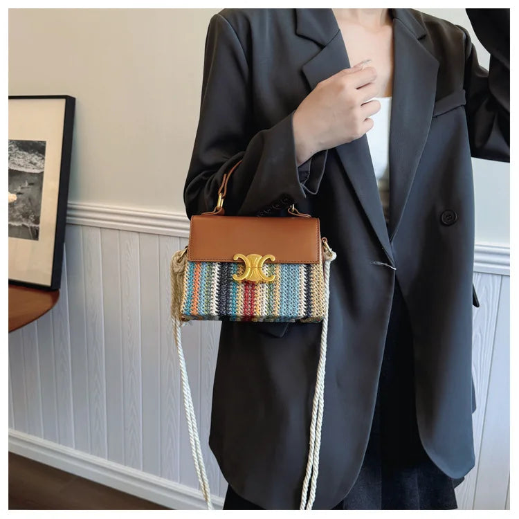 2025 High End Fashion Super Hot Niche Contrasting Color Bag Versatile Shoulder Messenger Bag with Great Texture and Portability