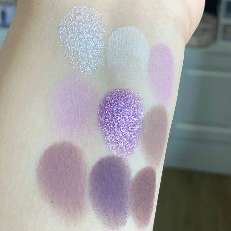 Smoke Purple Lace Eye Shadow Palette Matte Glitter 9-Color Eyeshadow Long Lasting Shimmer Shiny Eyes Make Up Palette Cosmetics