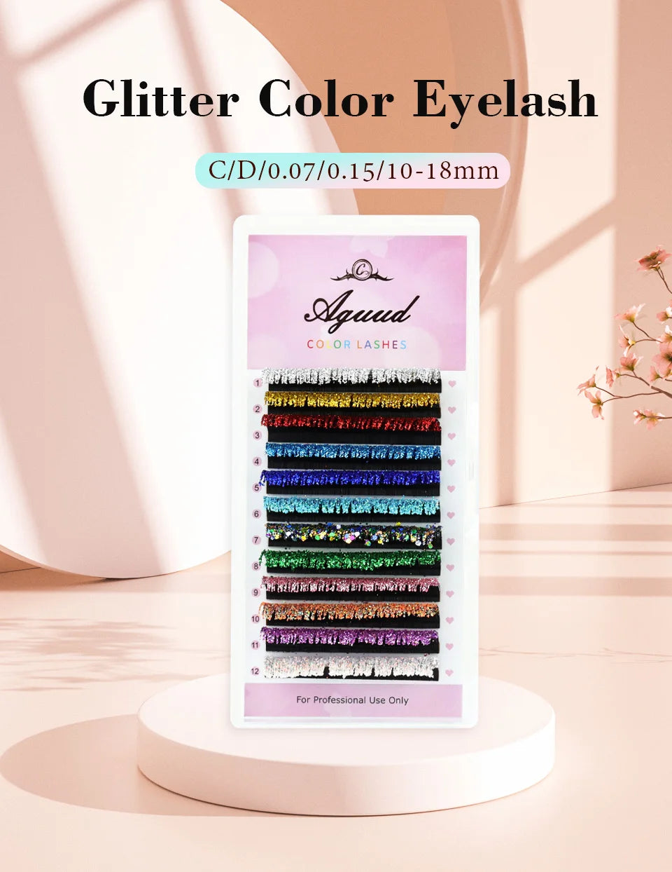 Aguud Mix Colors Glitter Fashion Shiny Colorful False Eyelash Extension Individual Faux Makeup Eye Lashes Party Makeup Supplies