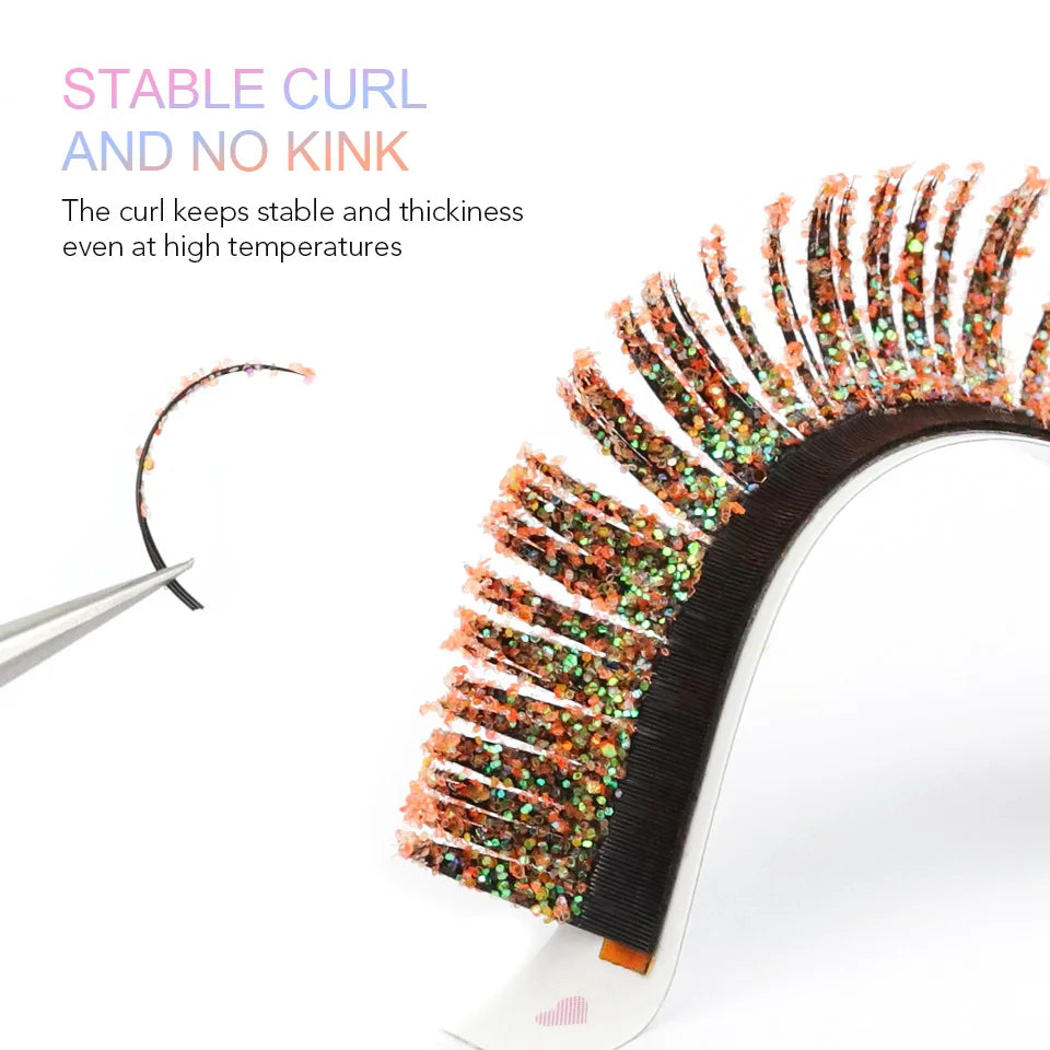 Aguud Mix Colors Glitter Fashion Shiny Colorful False Eyelash Extension Individual Faux Makeup Eye Lashes Party Makeup Supplies