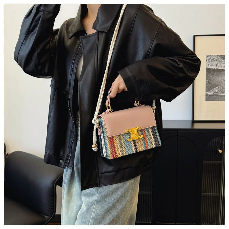 2025 High End Fashion Super Hot Niche Contrasting Color Bag Versatile Shoulder Messenger Bag with Great Texture and Portability