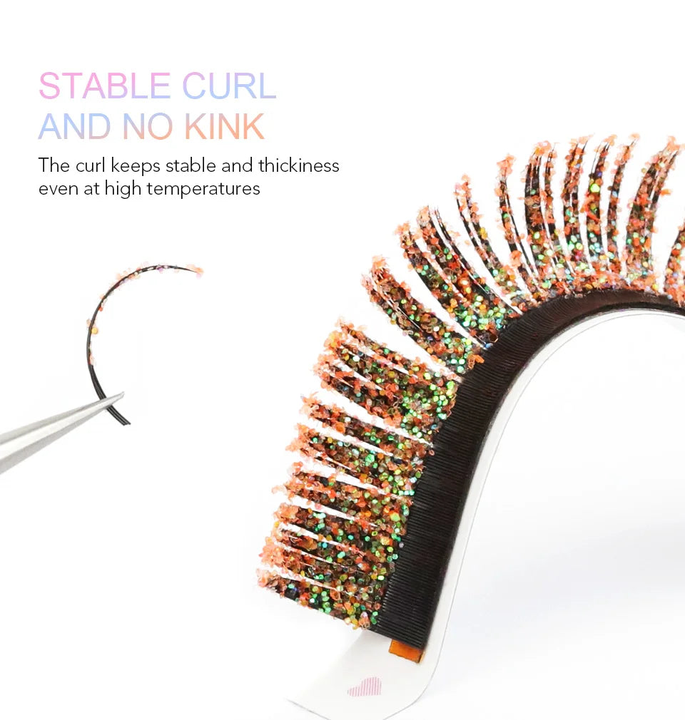 Aguud Mix Colors Glitter Fashion Shiny Colorful False Eyelash Extension Individual Faux Makeup Eye Lashes Party Makeup Supplies