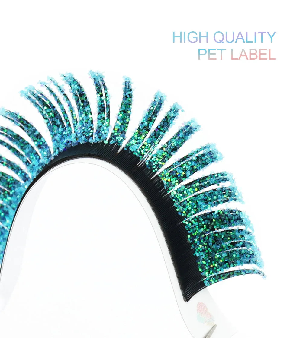Aguud Mix Colors Glitter Fashion Shiny Colorful False Eyelash Extension Individual Faux Makeup Eye Lashes Party Makeup Supplies