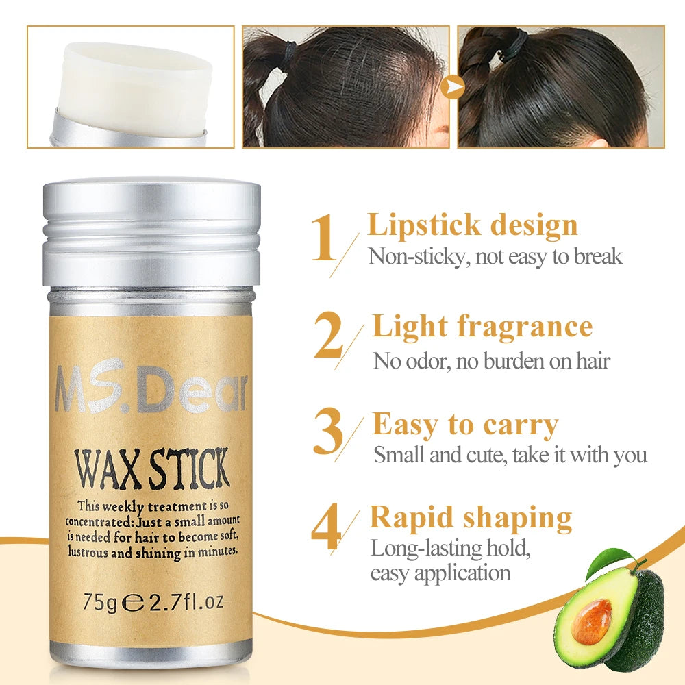 Avocado Hair Wax for Women Man Finish Cream Non-Greasy Style Hair Oil Pomade Stick Wax Stick for Wig Edge Control