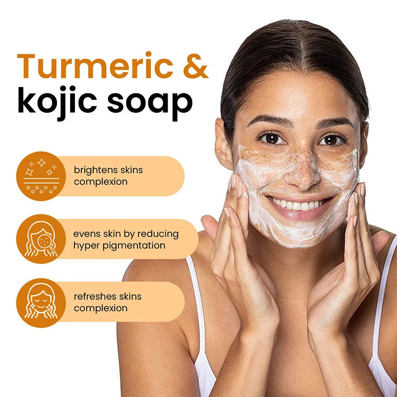 100g Kojic Acid Dark Spot Remove Soap For Cleaning The Face Oil Control Even Tone Skin Products Natural Turmeric Soap Bar New