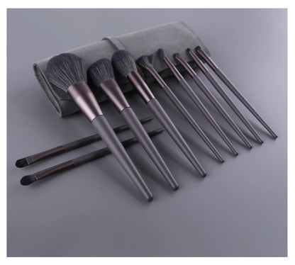 ZOREYA 10pcs Black Natural Hair Makeup Brush Pro Set Big Powder Foundation Blush Eyeshadow Face Make Up Brushes Tools Maquillajs