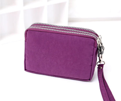New Fashion Big Capacity Women Wallet Make-up Bag Coin Purse Mini Bag with Three Zipped Portable Women Wallets Phone Pouch