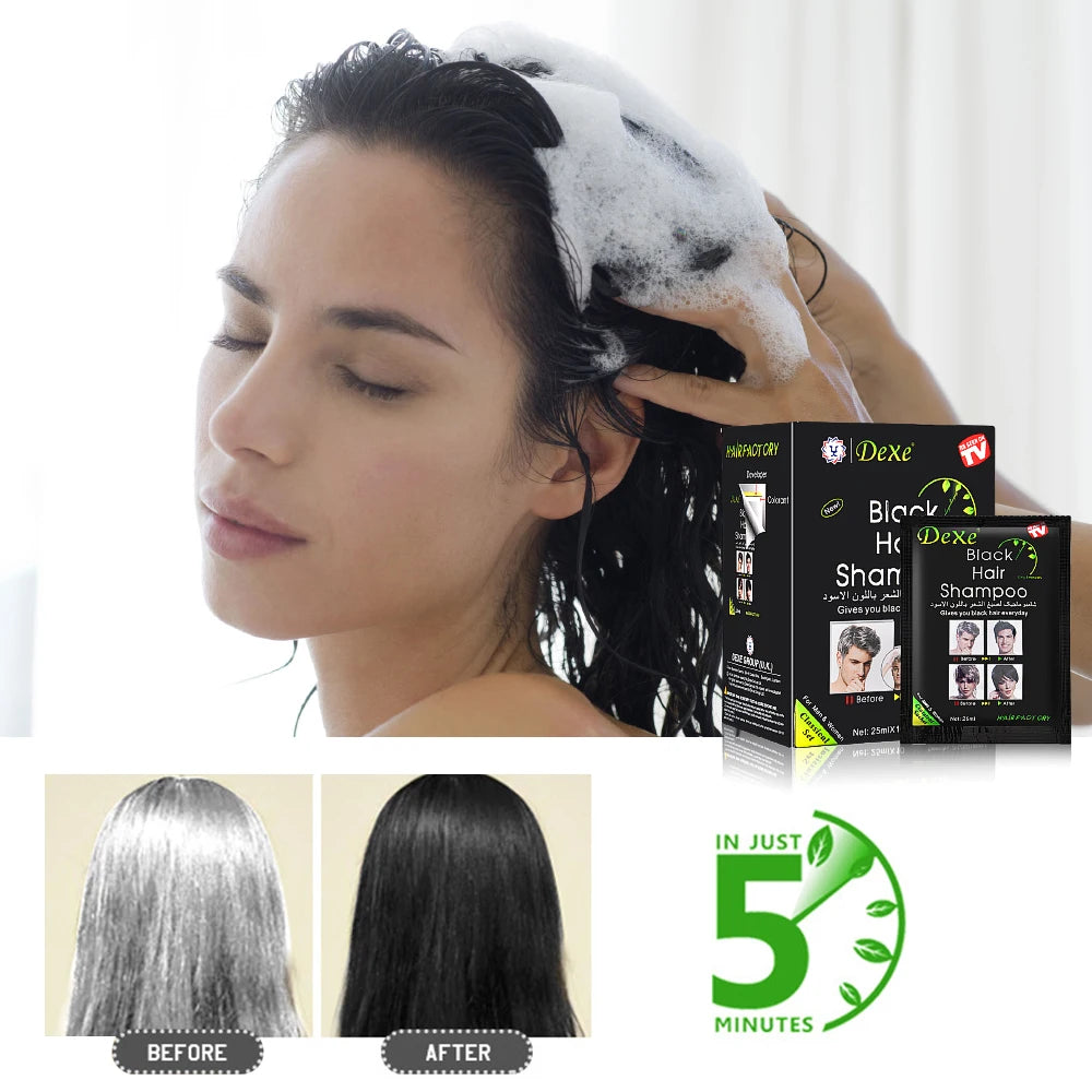 250ML Black Hair Shampoo For Men Women 5 Minutes Fast Become Black Hair Dye Herb Natural Hair Care Restore Colorant Shampoo
