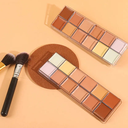 Long term sunscreen facial contour concealer, 24 hours full coverage, high viscosity concealer palette cosmetics, women's makeup