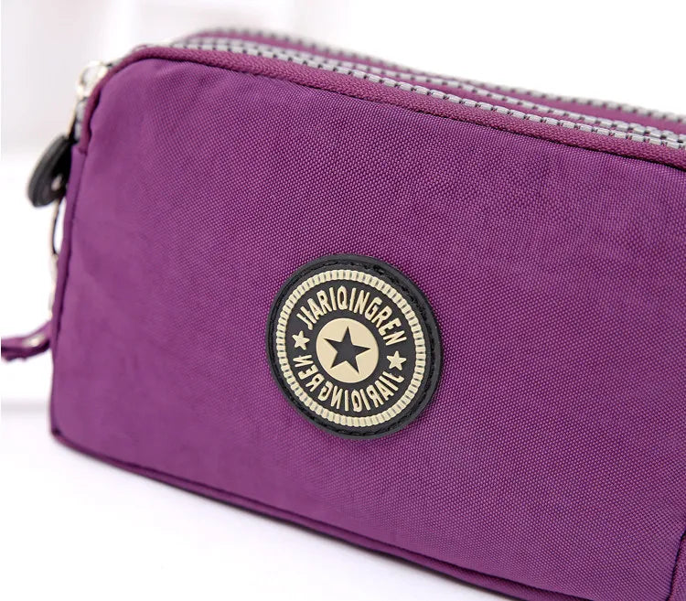 New Fashion Big Capacity Women Wallet Make-up Bag Coin Purse Mini Bag with Three Zipped Portable Women Wallets Phone Pouch