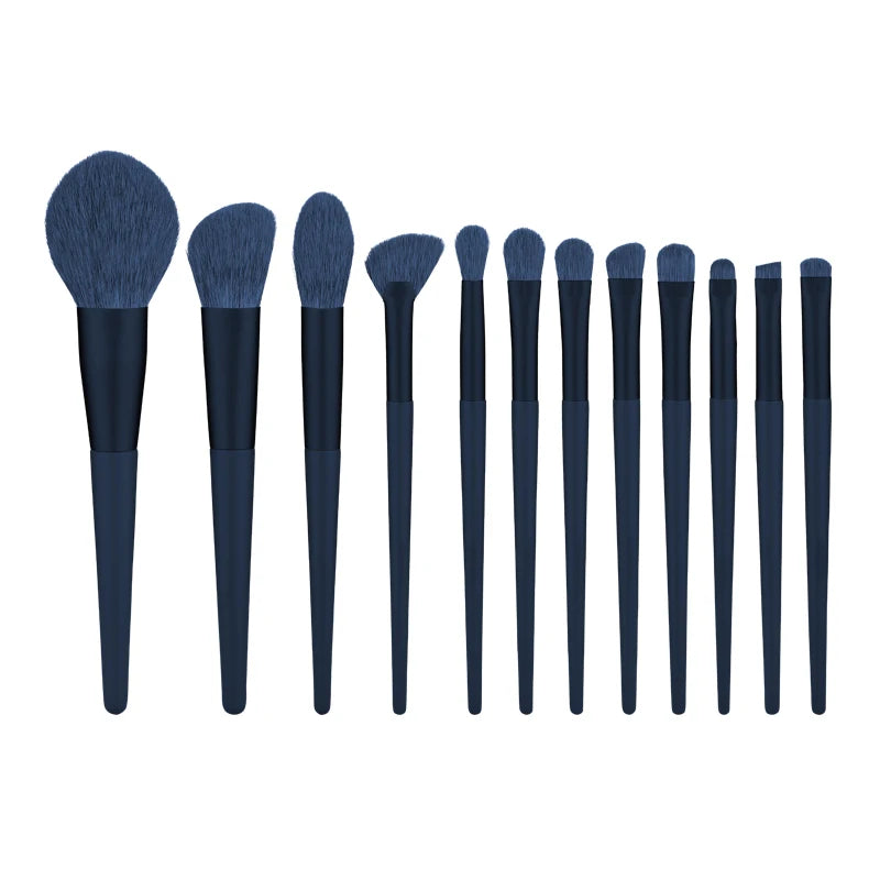 ZOREYA 10pcs Black Natural Hair Makeup Brush Pro Set Big Powder Foundation Blush Eyeshadow Face Make Up Brushes Tools Maquillajs
