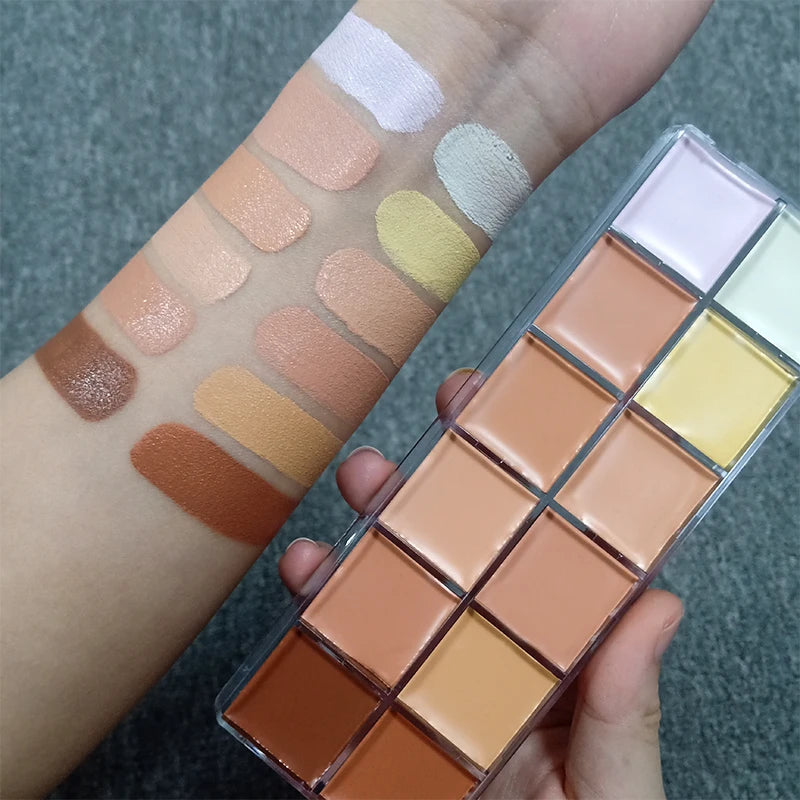 Long term sunscreen facial contour concealer, 24 hours full coverage, high viscosity concealer palette cosmetics, women's makeup