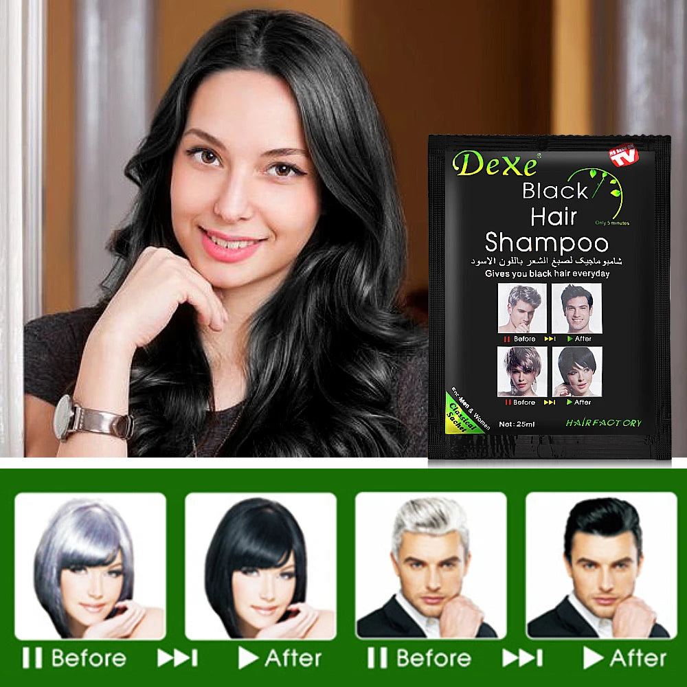 250ML Black Hair Shampoo For Men Women 5 Minutes Fast Become Black Hair Dye Herb Natural Hair Care Restore Colorant Shampoo