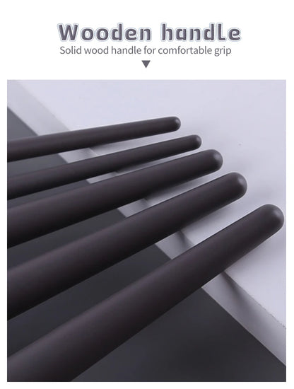 ZOREYA 10pcs Black Natural Hair Makeup Brush Pro Set Big Powder Foundation Blush Eyeshadow Face Make Up Brushes Tools Maquillajs