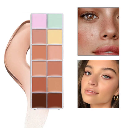 Long term sunscreen facial contour concealer, 24 hours full coverage, high viscosity concealer palette cosmetics, women's makeup