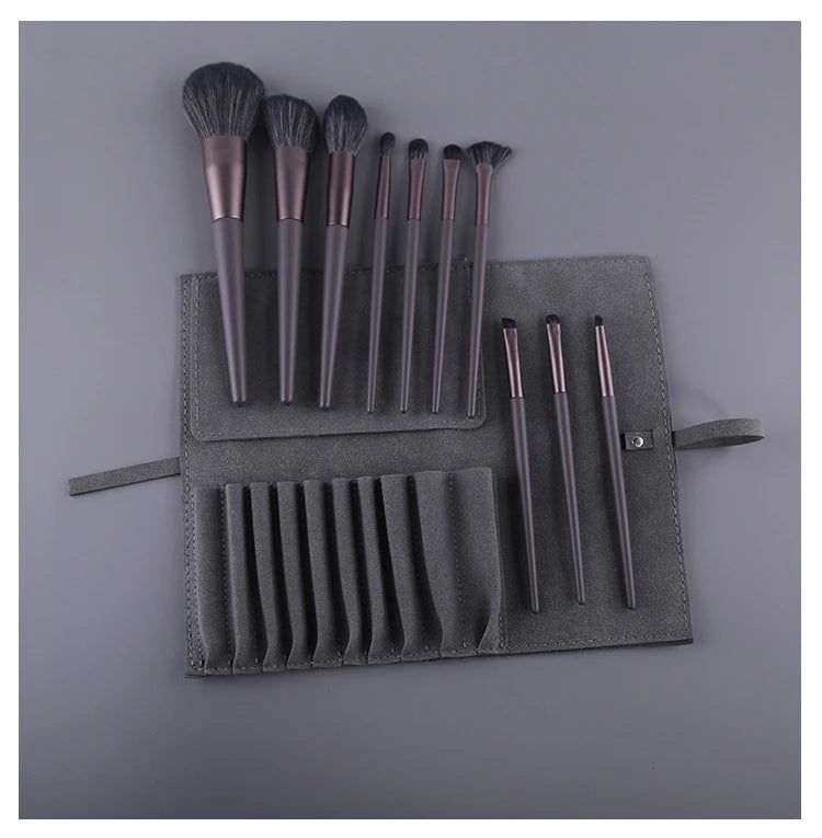 ZOREYA 10pcs Black Natural Hair Makeup Brush Pro Set Big Powder Foundation Blush Eyeshadow Face Make Up Brushes Tools Maquillajs