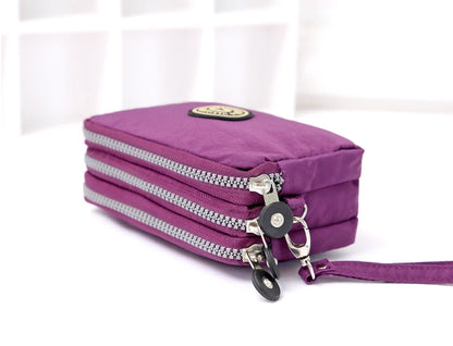 New Fashion Big Capacity Women Wallet Make-up Bag Coin Purse Mini Bag with Three Zipped Portable Women Wallets Phone Pouch