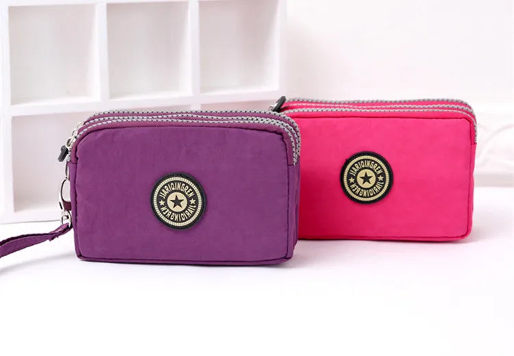 New Fashion Big Capacity Women Wallet Make-up Bag Coin Purse Mini Bag with Three Zipped Portable Women Wallets Phone Pouch