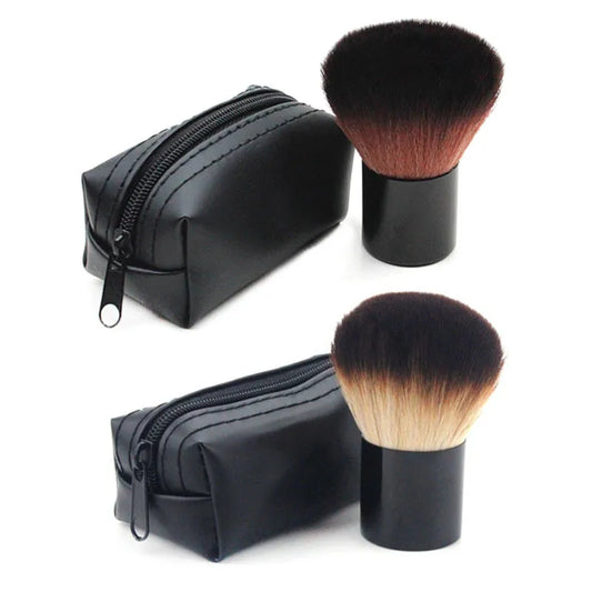 Kabuki Brush Blush Bronzer Loose Powder Foundation Synthetic Hair Flat Brush with Lid Case Contour Beauty Makeup Tools