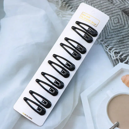 5/10Pcs/Set Matte Black Barrettes Women Metal Snap Hair Clips Geometric Non-Slip Make Up Fashion Hair Accessories