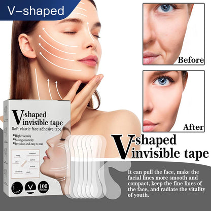 100Pcs Face Lift Invisible Tapes for Face V Line Eyes Lifting Wrinkle Remover Tighten Chin Tape V-Shaped Facial Skin Care Tool