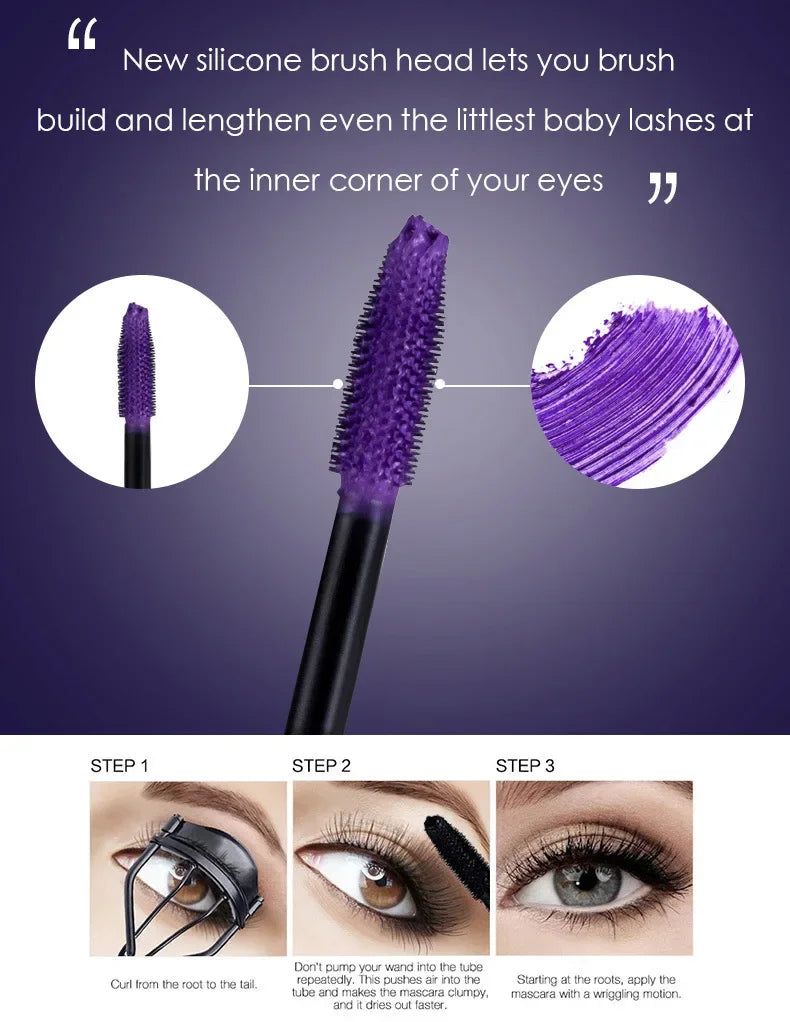 5d Three-dimensional Mascara Purple Blue White Multi-color Mascara Base Long-lasting Non-smudge Long-lasting Curling Shaping Mas