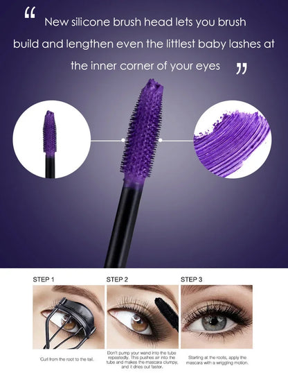 5d Three-dimensional Mascara Purple Blue White Multi-color Mascara Base Long-lasting Non-smudge Long-lasting Curling Shaping Mas