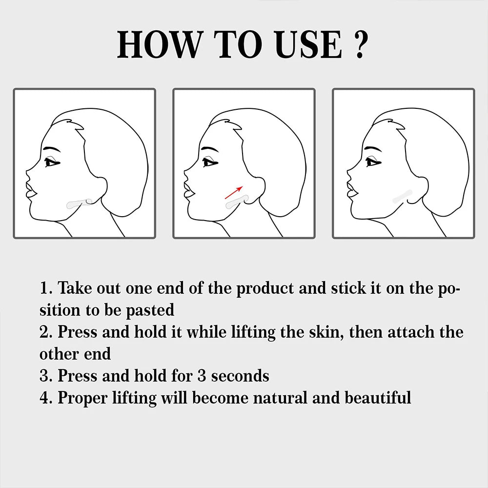 100Pcs Face Lift Invisible Tapes for Face V Line Eyes Lifting Wrinkle Remover Tighten Chin Tape V-Shaped Facial Skin Care Tool