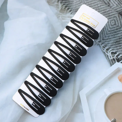 5/10Pcs/Set Matte Black Barrettes Women Metal Snap Hair Clips Geometric Non-Slip Make Up Fashion Hair Accessories