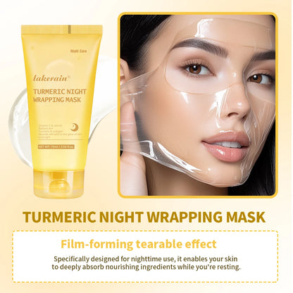 Lakerain Turmeric Collagen Peel-off Mask Gentle Hydrating Night Mask Deeply nourishes Firms Skin And Reduces Wrinkles Face Mask