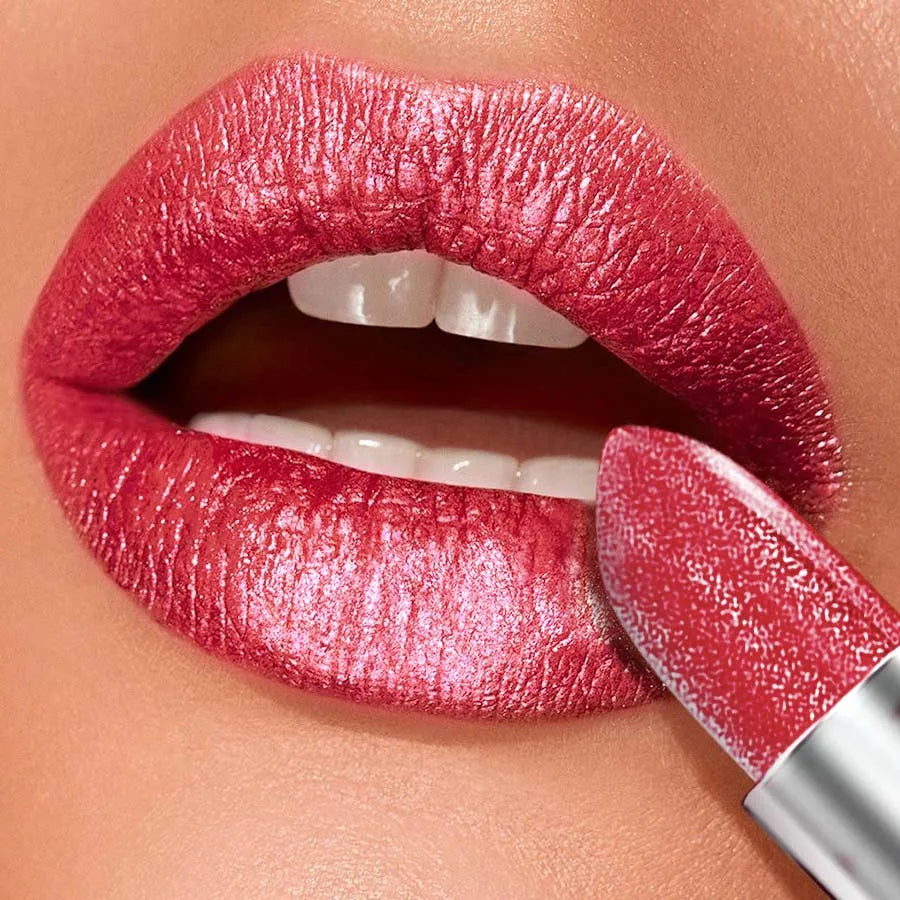 Red Metallic Lipstick Longlasting Glitter Lip Glaze  Waterproof Lips Makeup Moisturize Luminous liptint Shimmer Shiny Lipgloss
