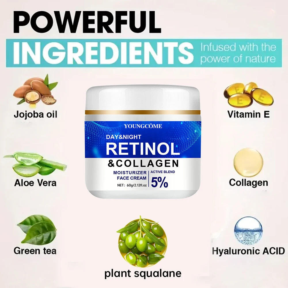 Collagen Retinol Hyaluronic Acid Facial Cream  Anti-wrinkle, dark circles, tightens pores, moisturizes lightens fine lines