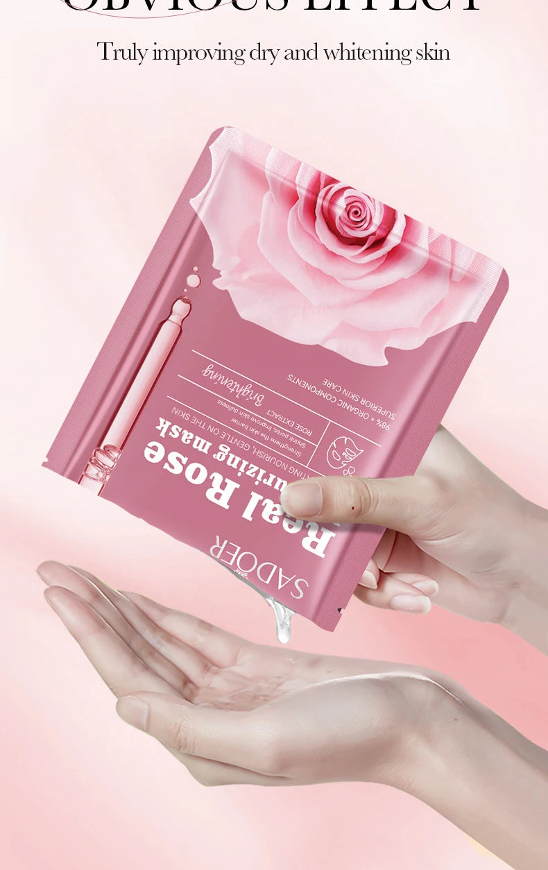 10pcs SADOER Fruit Floral Fragrance Face Mask Moisturizing Firming Hydrating Chamomile Blueberry Facial Masks For Face Skin Care