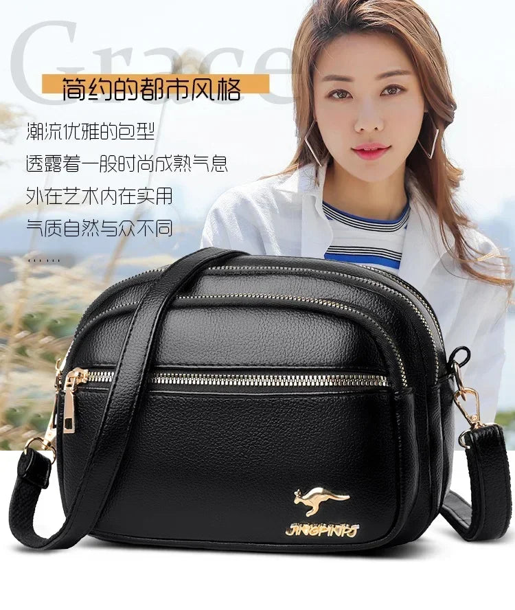 Luxury Ladies Handbag Sac High Quality Soft Leather Purse Fashion Women Shoulder Messenger Bag Multi-pocket Wear-resistant Bag
