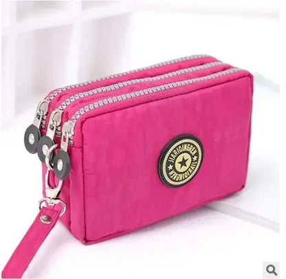 New Fashion Big Capacity Women Wallet Make-up Bag Coin Purse Mini Bag with Three Zipped Portable Women Wallets Phone Pouch