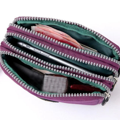 New Fashion Big Capacity Women Wallet Make-up Bag Coin Purse Mini Bag with Three Zipped Portable Women Wallets Phone Pouch