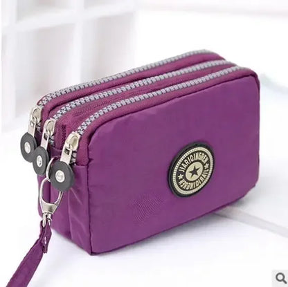 New Fashion Big Capacity Women Wallet Make-up Bag Coin Purse Mini Bag with Three Zipped Portable Women Wallets Phone Pouch